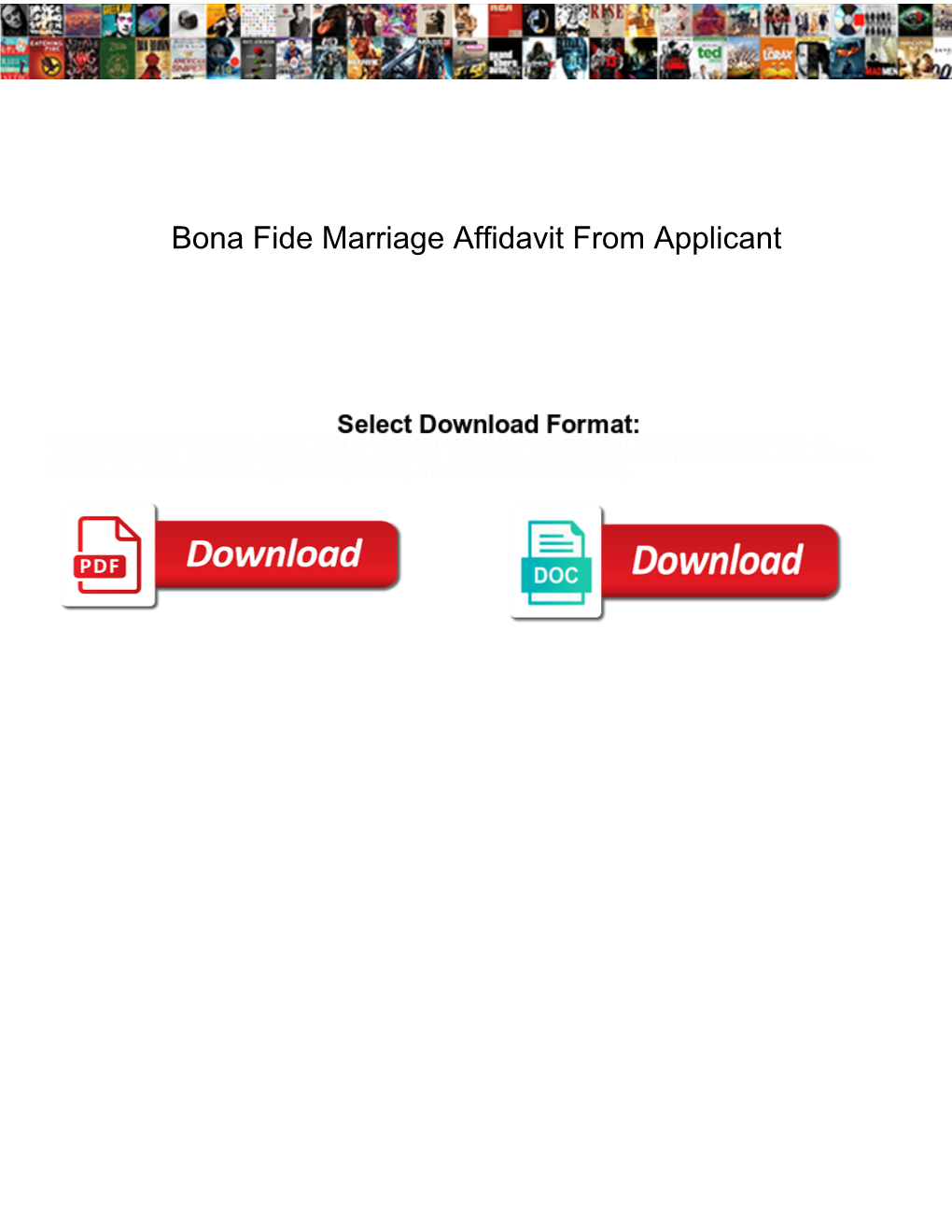 Bona Fide Marriage Affidavit from Applicant