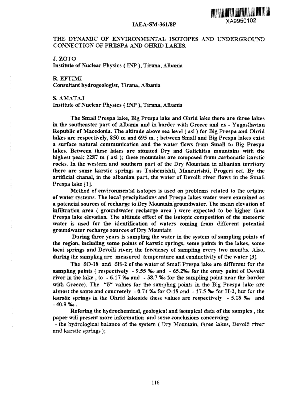 Iaea-Sm-361/8P Xa9950102 the Dynamic of Environmental