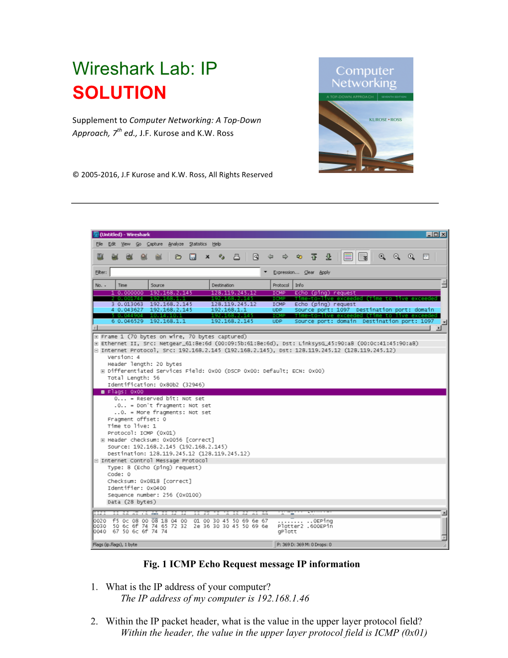 Wireshark Lab: IP SOLUTION