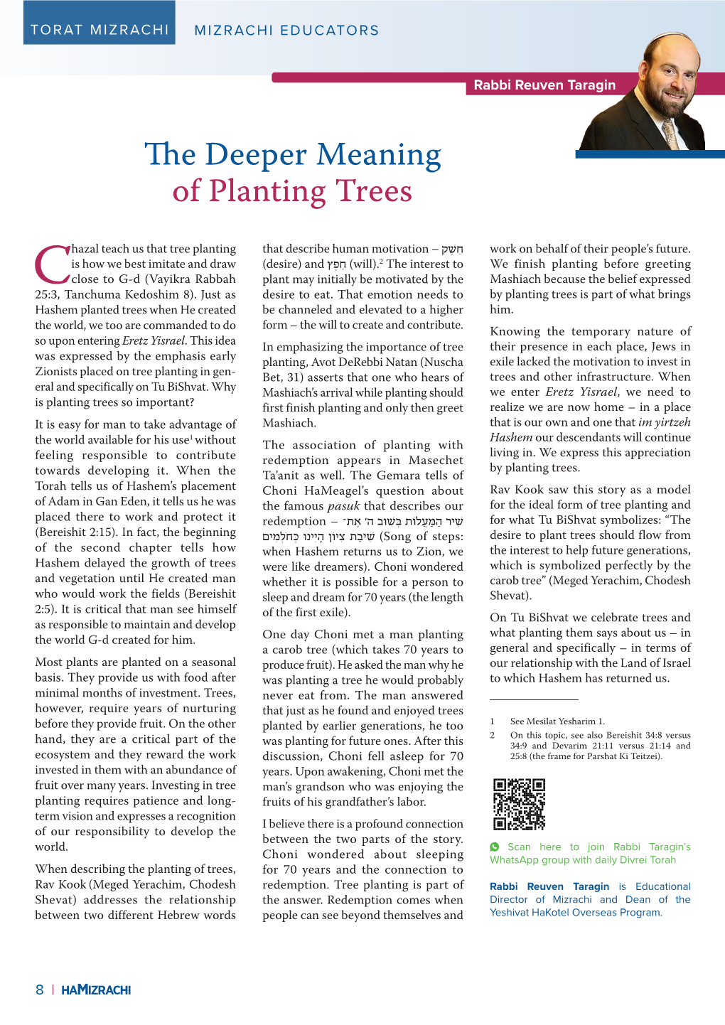 The Deeper Meaning of Planting Trees