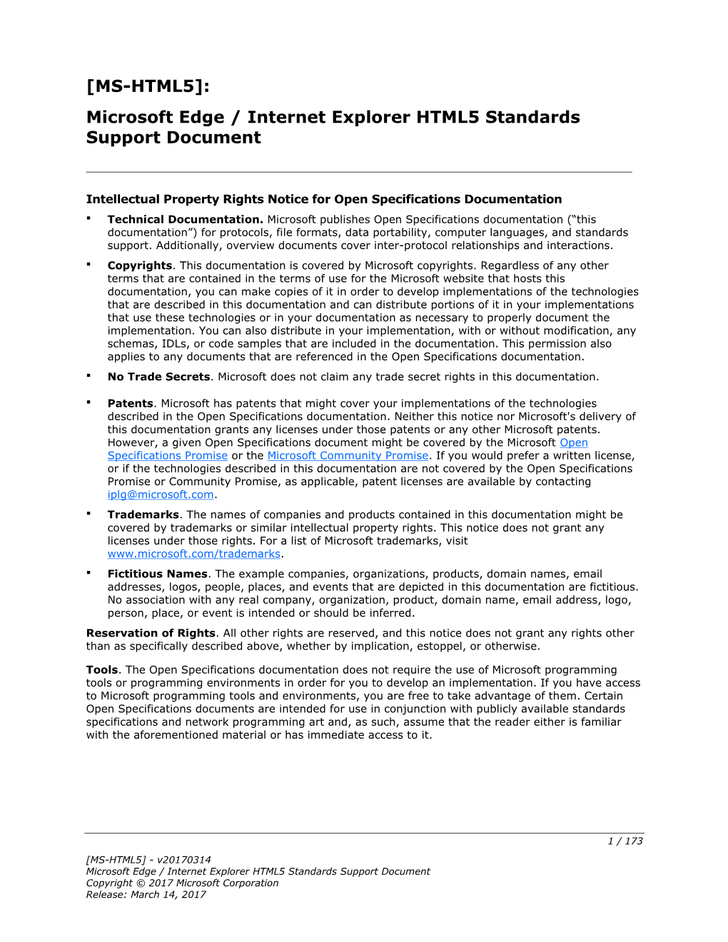 [MS-HTML5]: Microsoft Edge / Internet Explorer HTML5 Standards Support Document