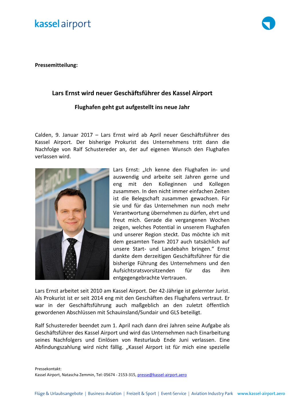 Lars Ernst Wird Neuer Geschäftsführer Des Kassel Airport