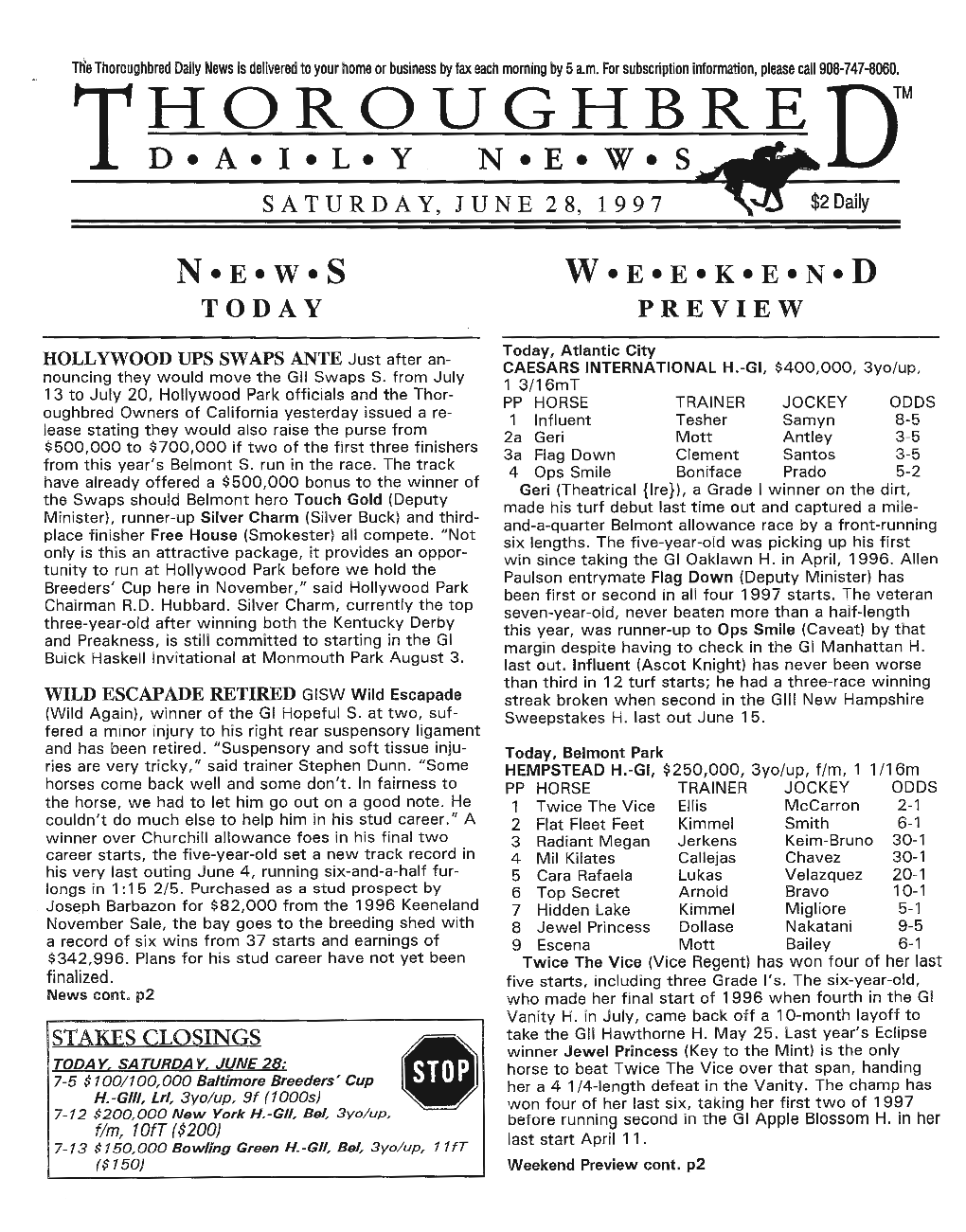 T~~I~~Un~~~Re Dm Saturday, June 28, 1997