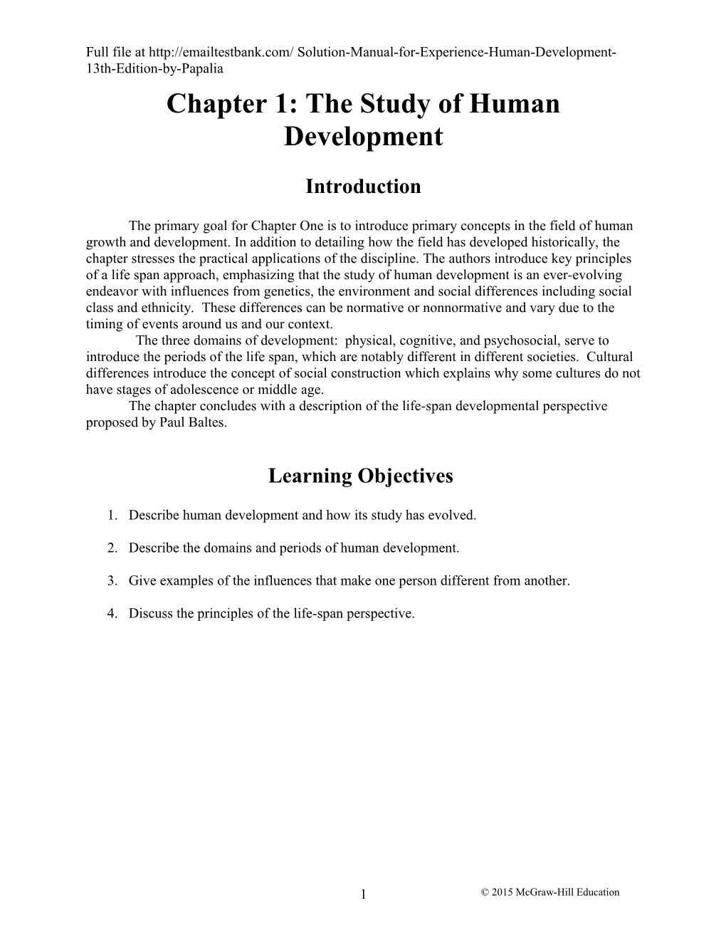 Chapter 1: the Study of Human Development