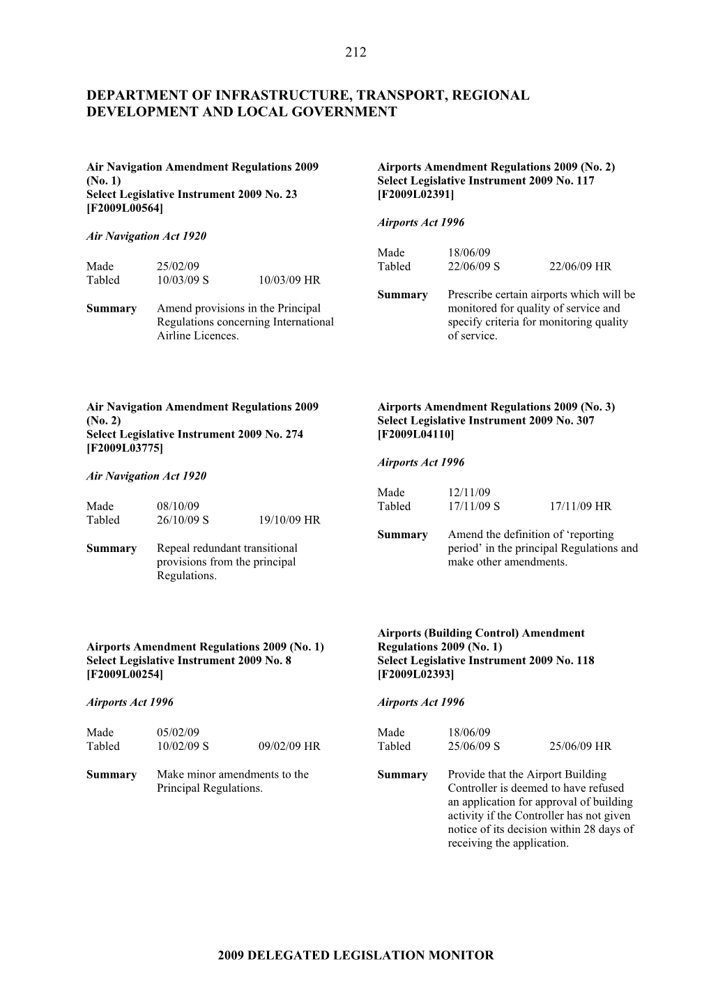 Report: 2009 Delegated Legislation Monitor