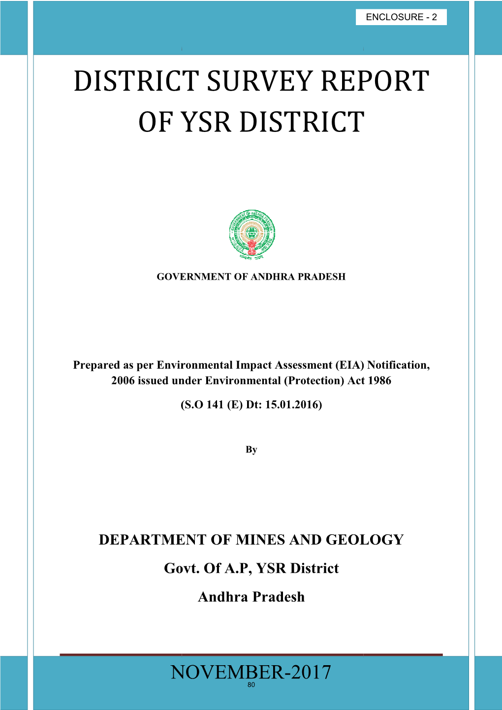 EPARTMENT of MINES and GEOLOGY Govt. of AP, YSR District