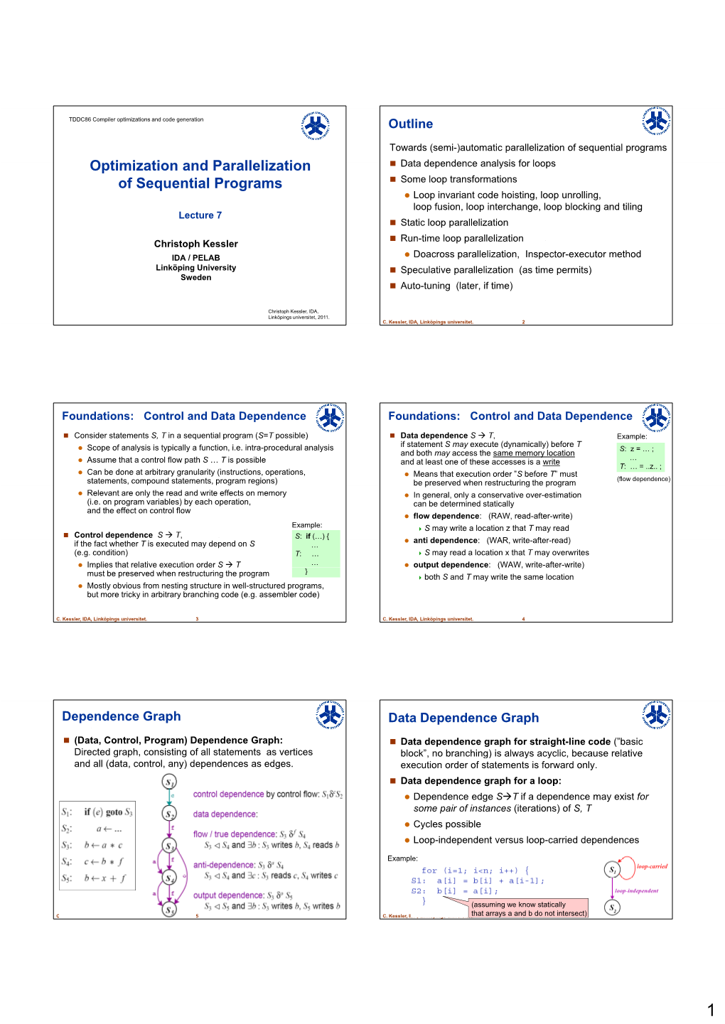 Optimization and Parallelization of Sequential Programs