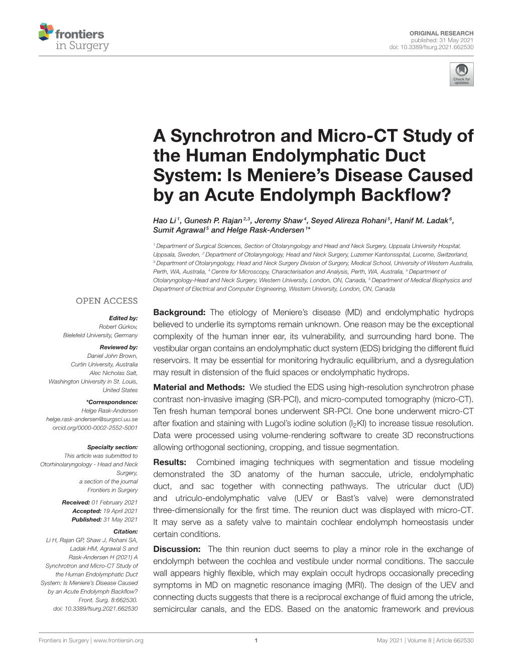 Is Meniere's Disease Caused by an Acute Endolymph B