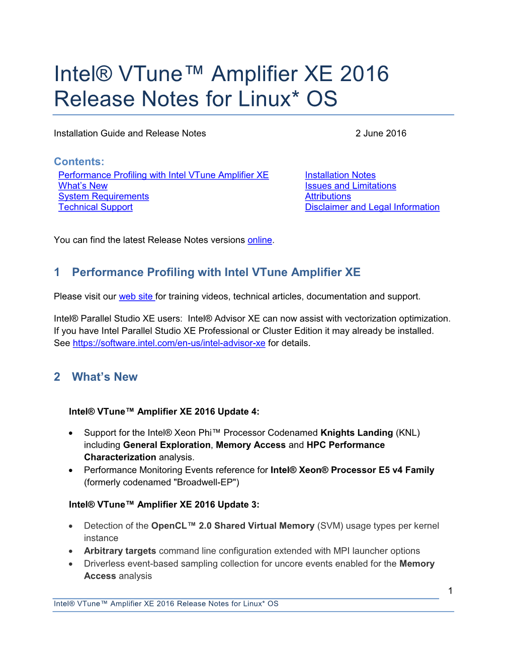 Intel® Vtune™ Amplifier XE 2016 Release Notes for Linux* OS