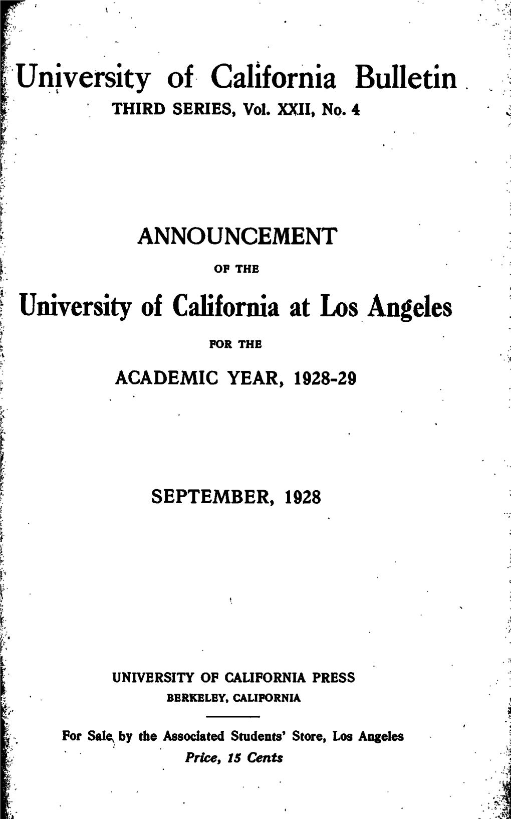 University of California Bulletin Announcement 1928-29