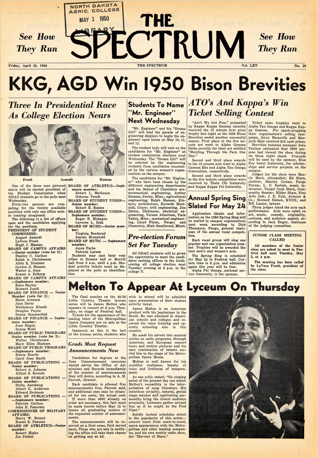 KKG, AGD Win 1950 Bison Brevities