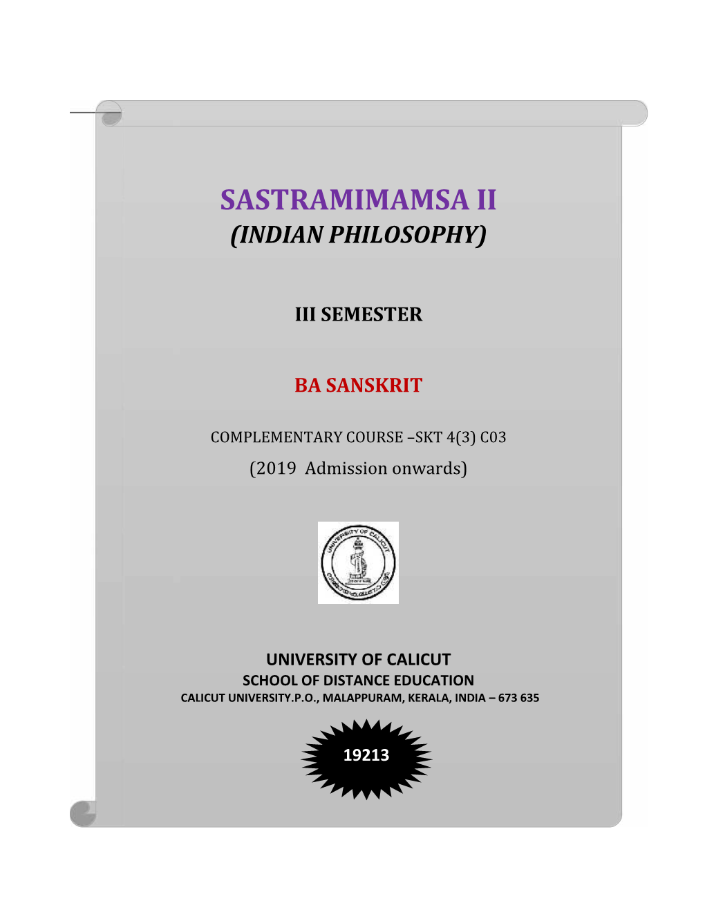 Sastramimamsa Ii (Indian Philosophy)