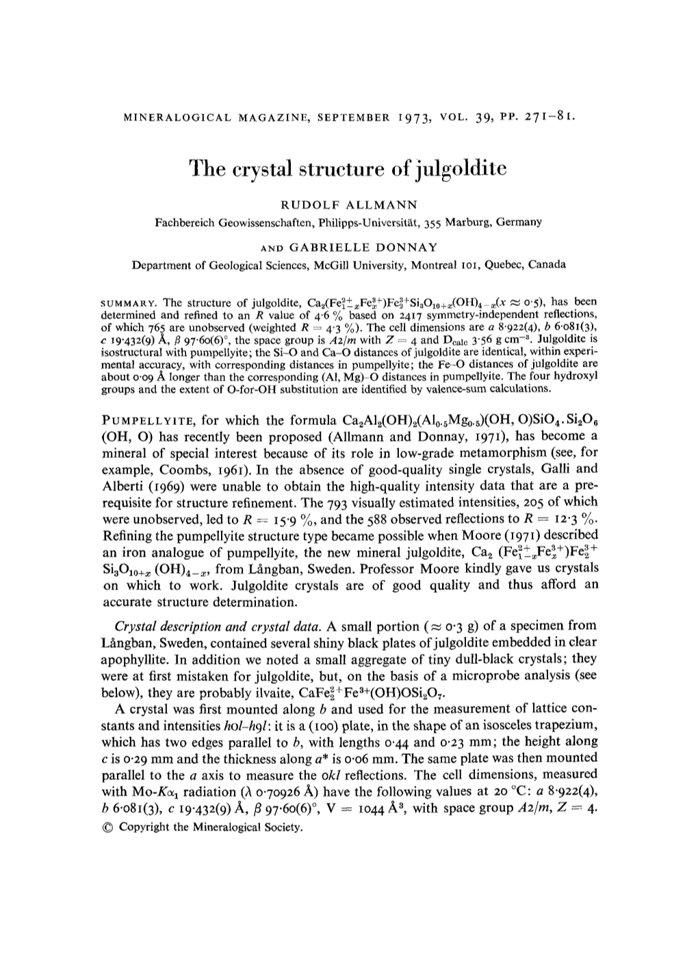 The Crystal Structure of Julgoldite