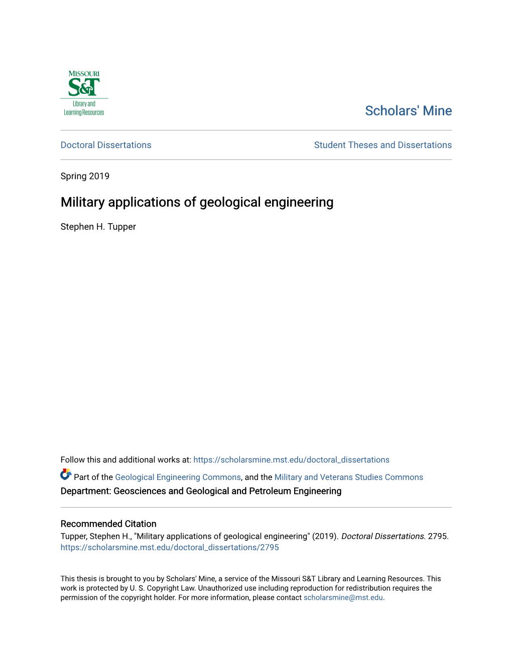 Military Applications of Geological Engineering