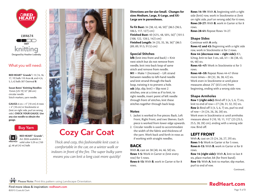 Cozy Car Coat the Yarn