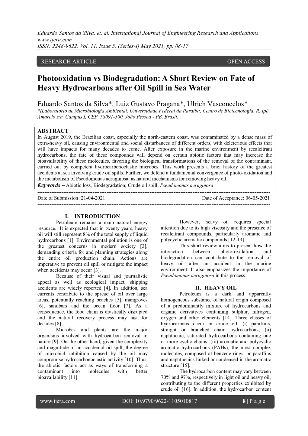 Photooxidation Vs Biodegradation: a Short Review on Fate of Heavy Hydrocarbons After Oil Spill in Sea Water