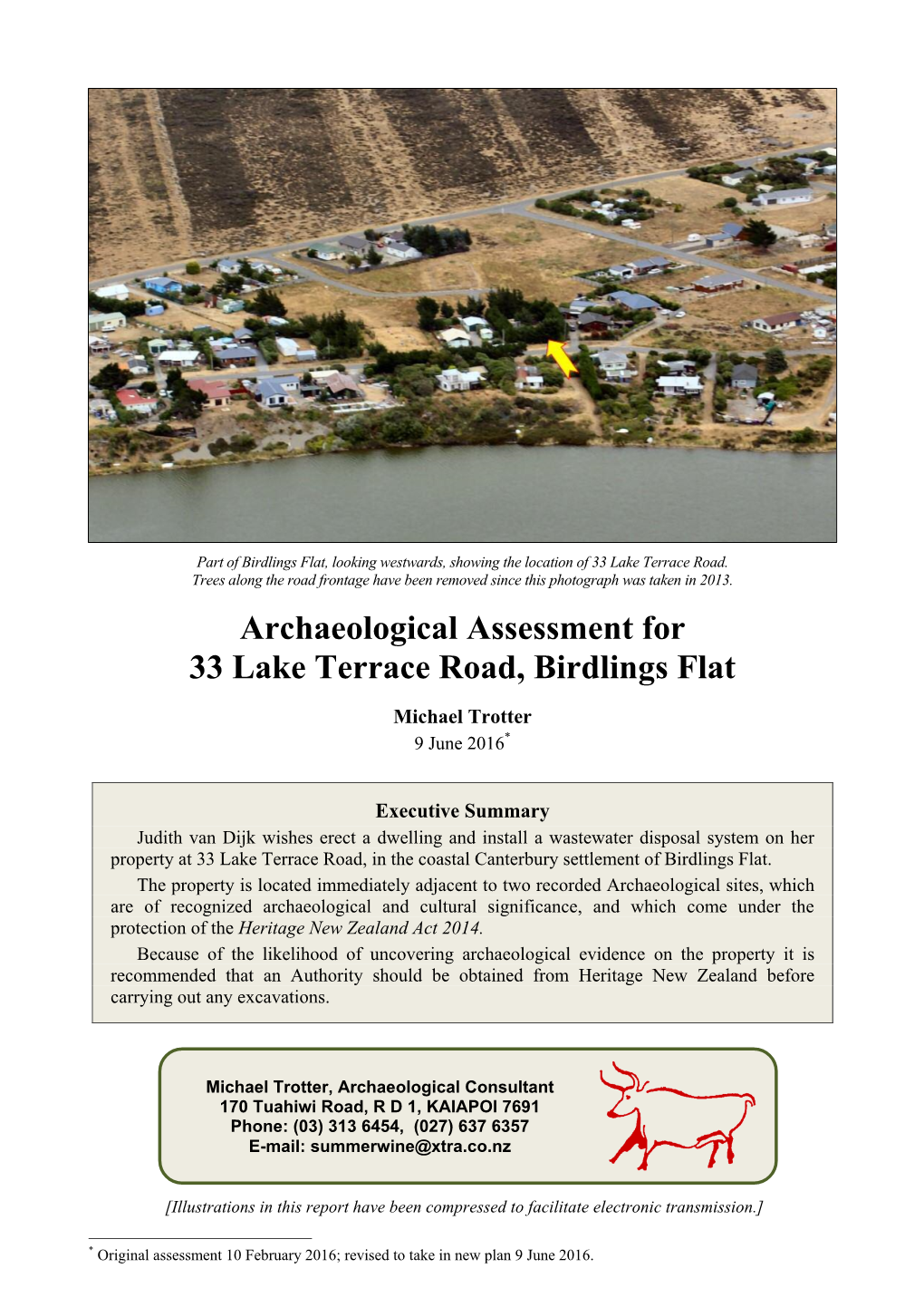 Archaeological Assessment for 33 Lake Terrace Road, Birdlings Flat