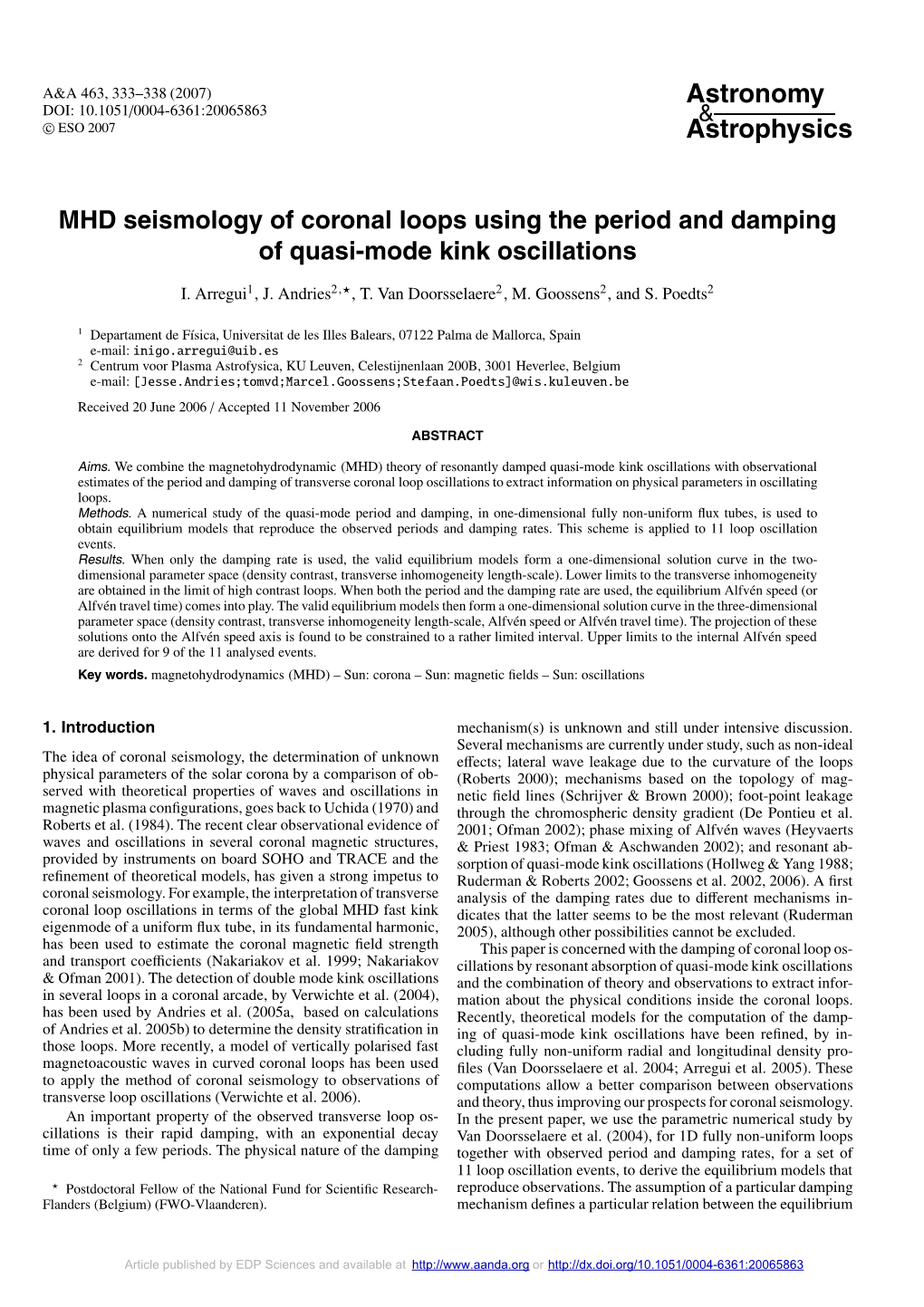 MHD Seismology of Coronal Loops Using the Period and Damping of Quasi-Mode Kink Oscillations
