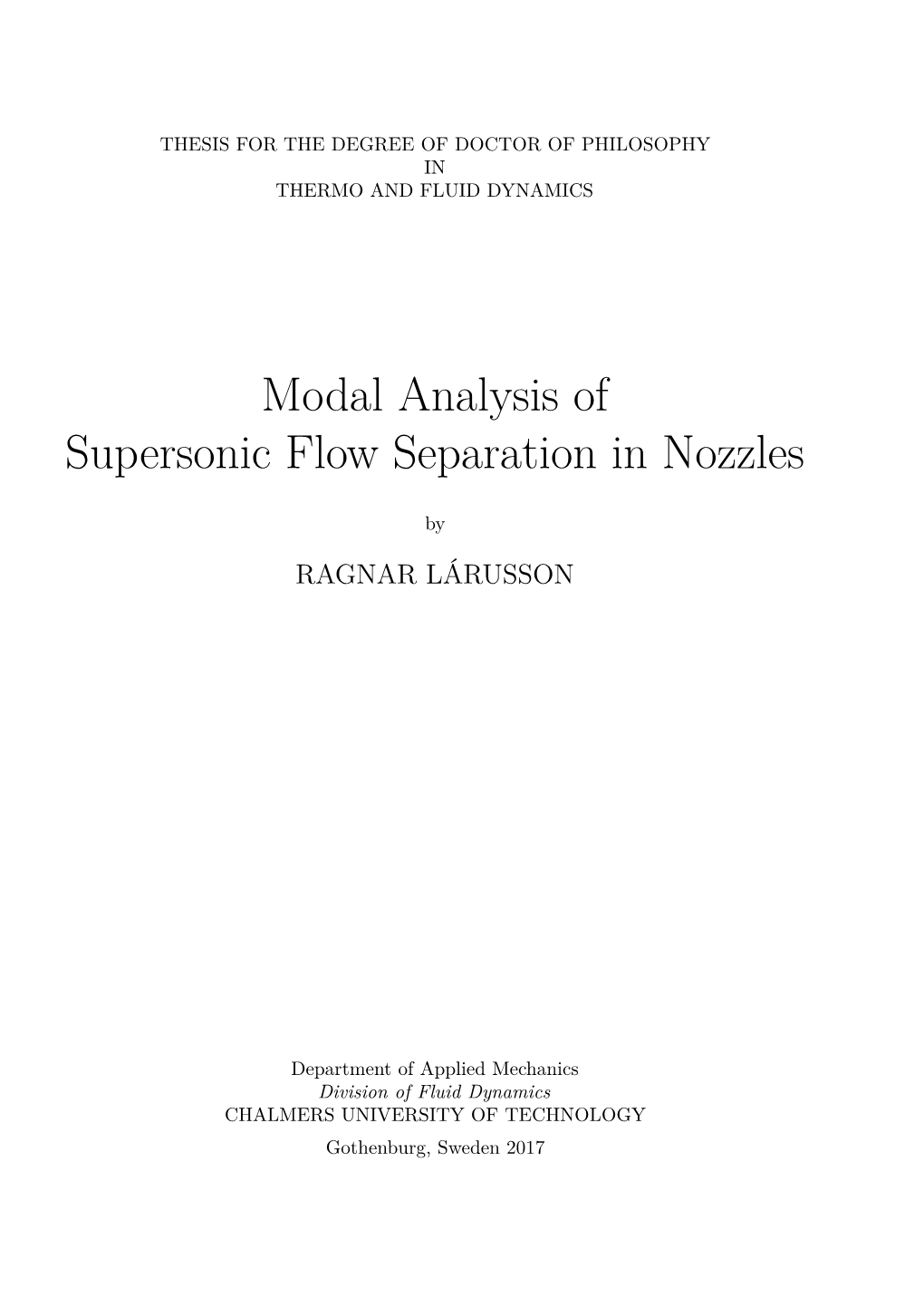 Modal Analysis of Supersonic Flow Separation in Nozzles