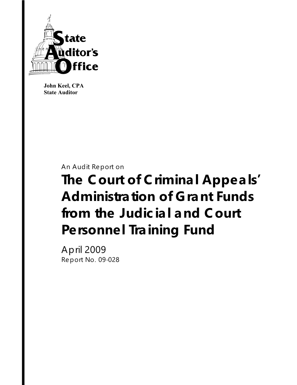 The Court of Criminal Appeals' Administration of Grant Funds From