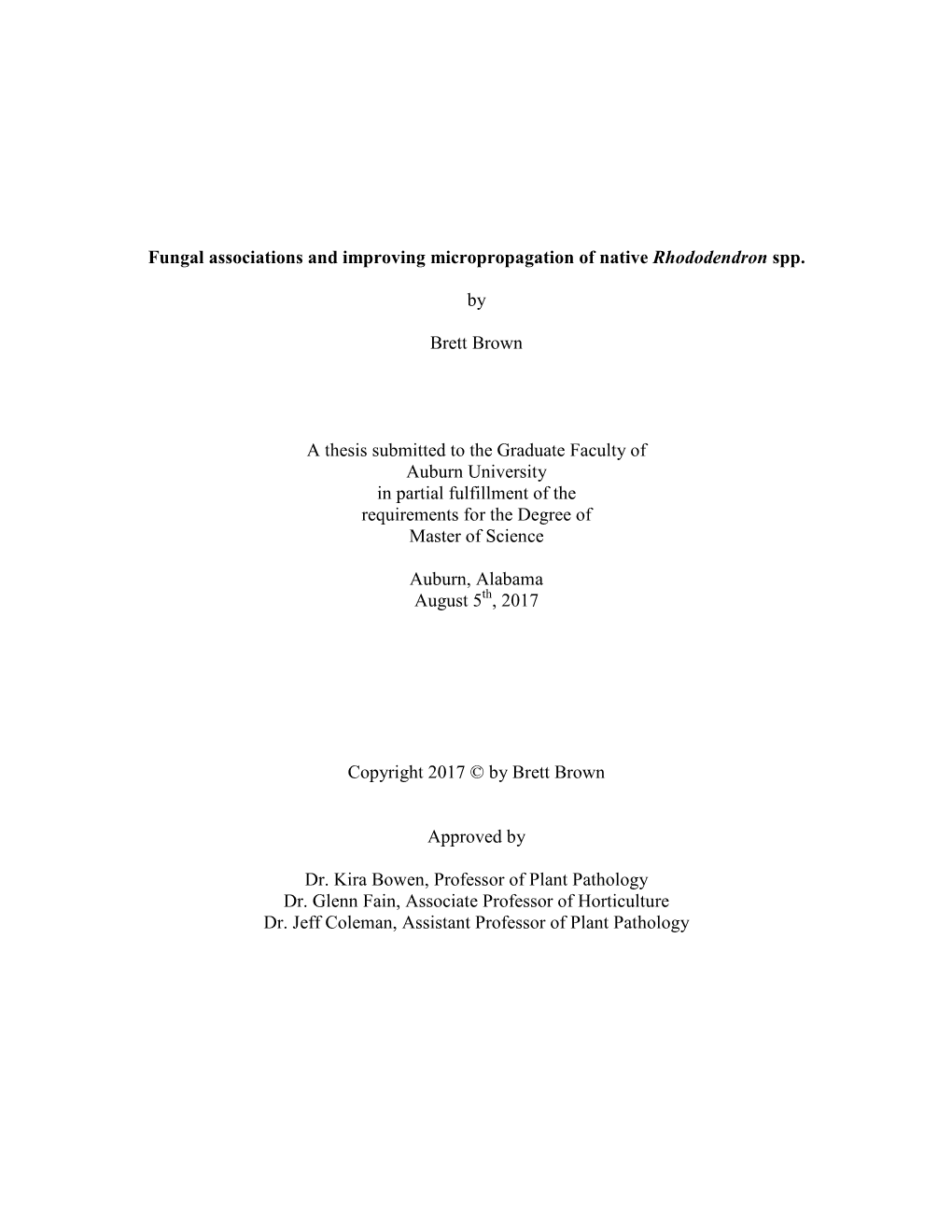 Fungal Associations and Improving Micropropagation of Native Rhododendron Spp