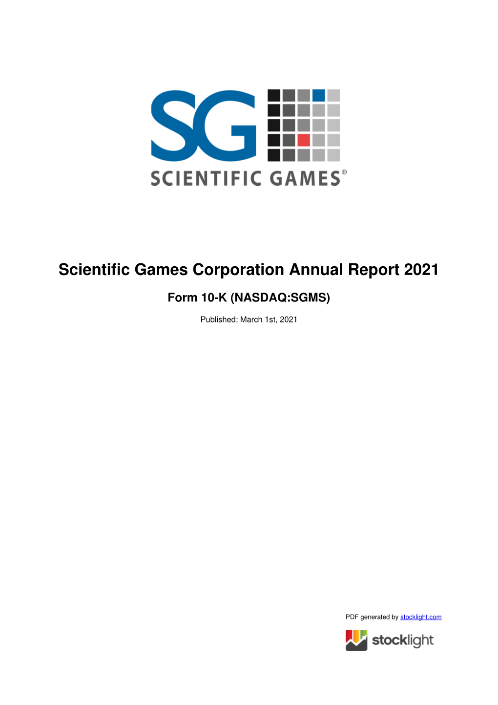 Scientific Games Corporation Annual Report 2021