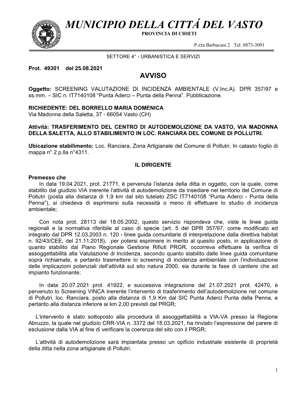 Diffida Prosecuzione Dei Lavori