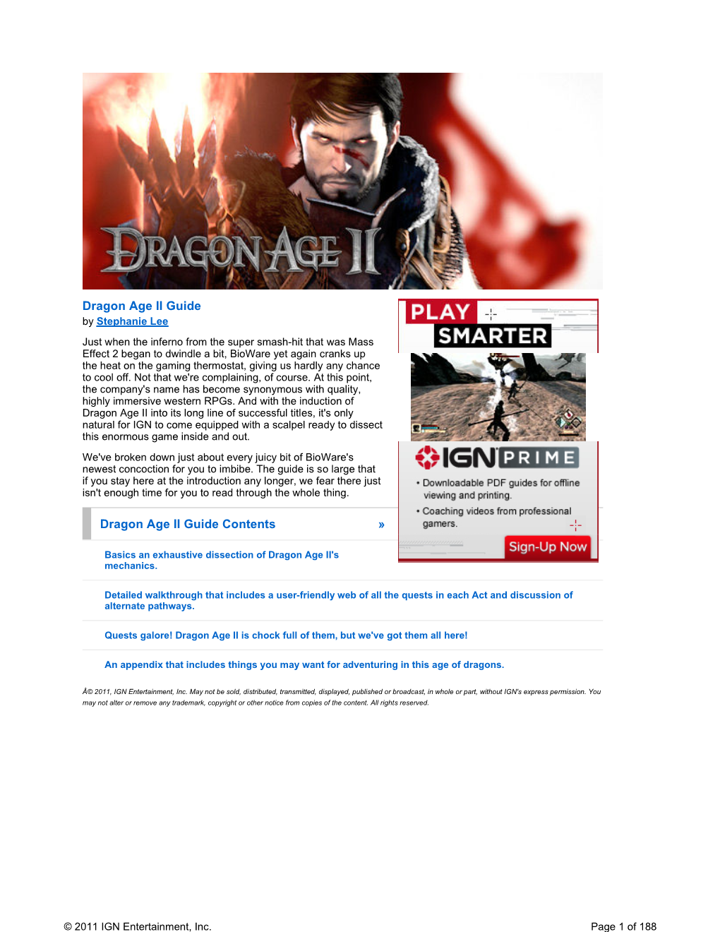 Dragon Age II Guide Dragon Age II Guide Contents »