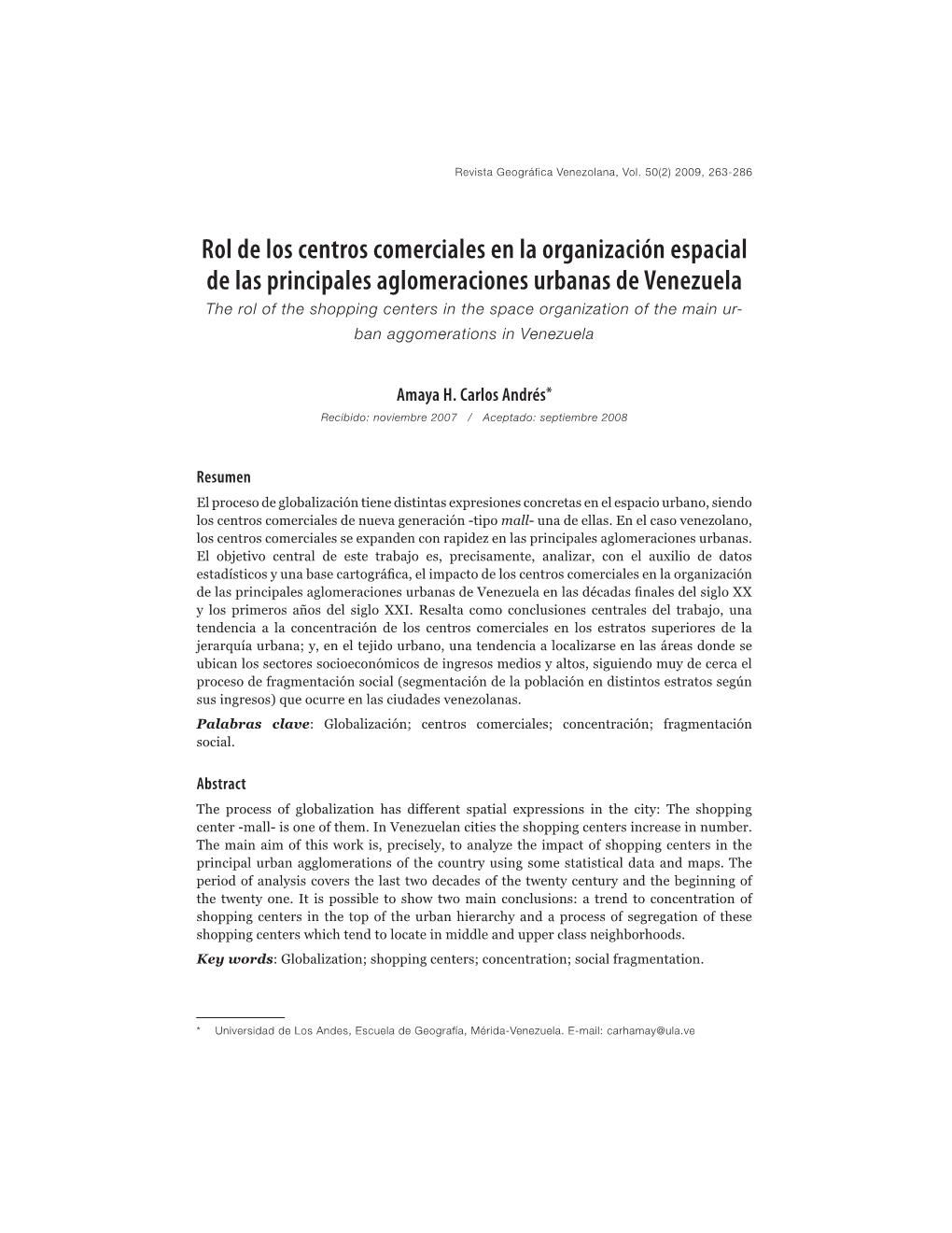 Rol De Los Centros Comerciales En La Organización Espacial