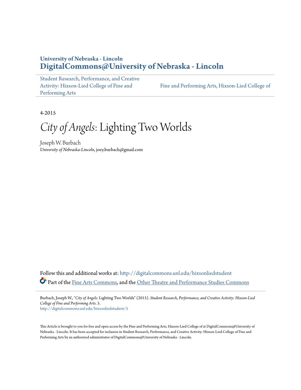 City of Angels: Lighting Two Worlds Joseph W