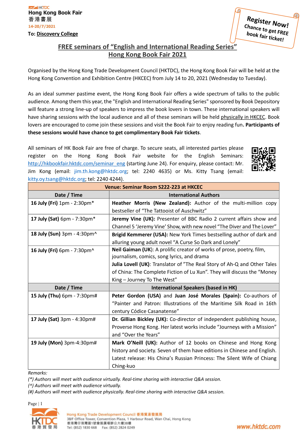 English and International Reading Series” Hong Kong Book Fair 2021