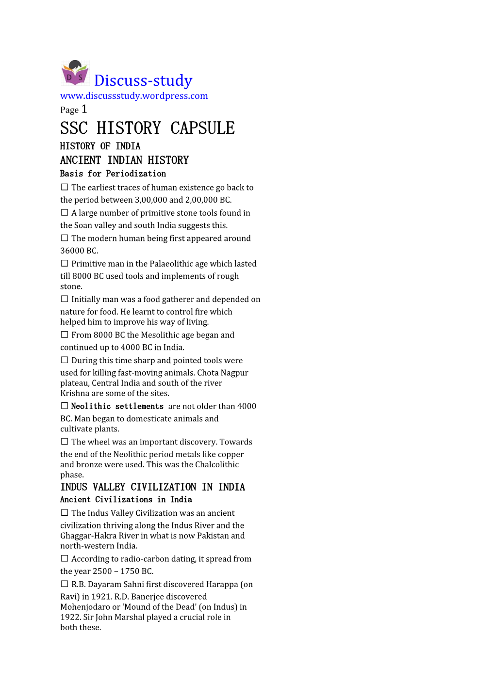 Ssc History Capsule