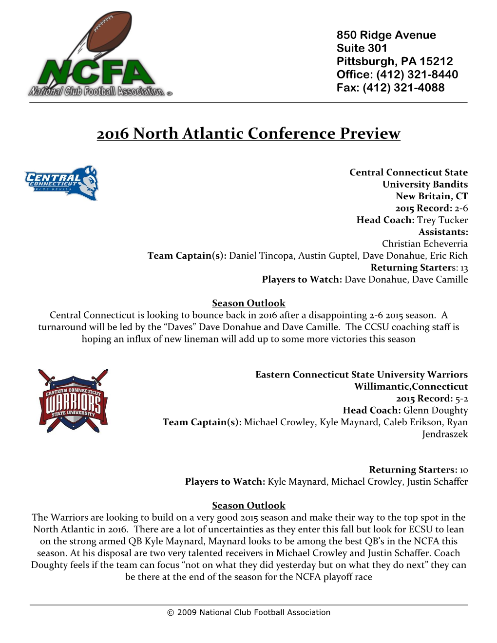 2016 North Atlantic Conference Preview