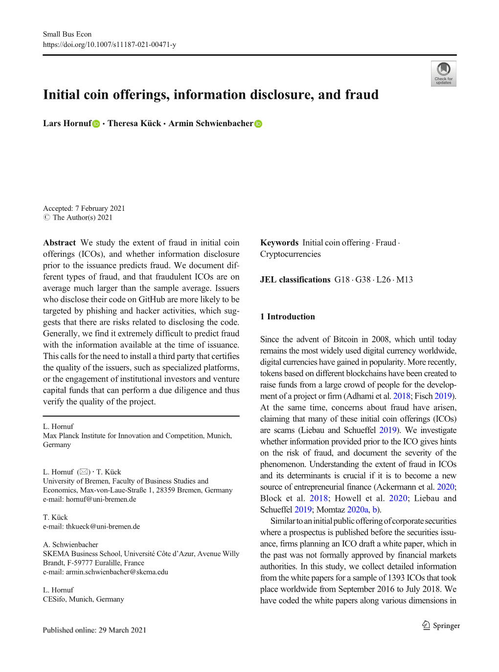 Initial Coin Offerings, Information Disclosure, and Fraud