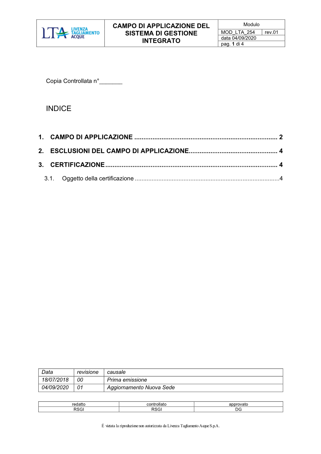 Campo Di Applicazione Del Sistema Di Gestione Integrato