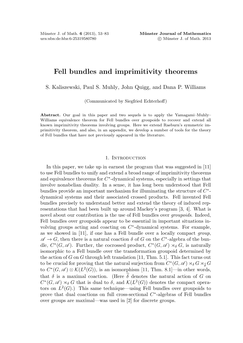 Fell Bundles and Imprimitivity Theorems