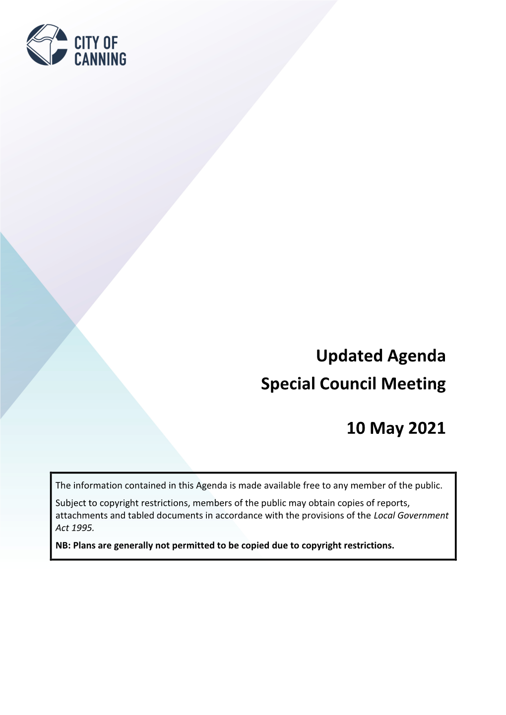 Agenda of Special Council