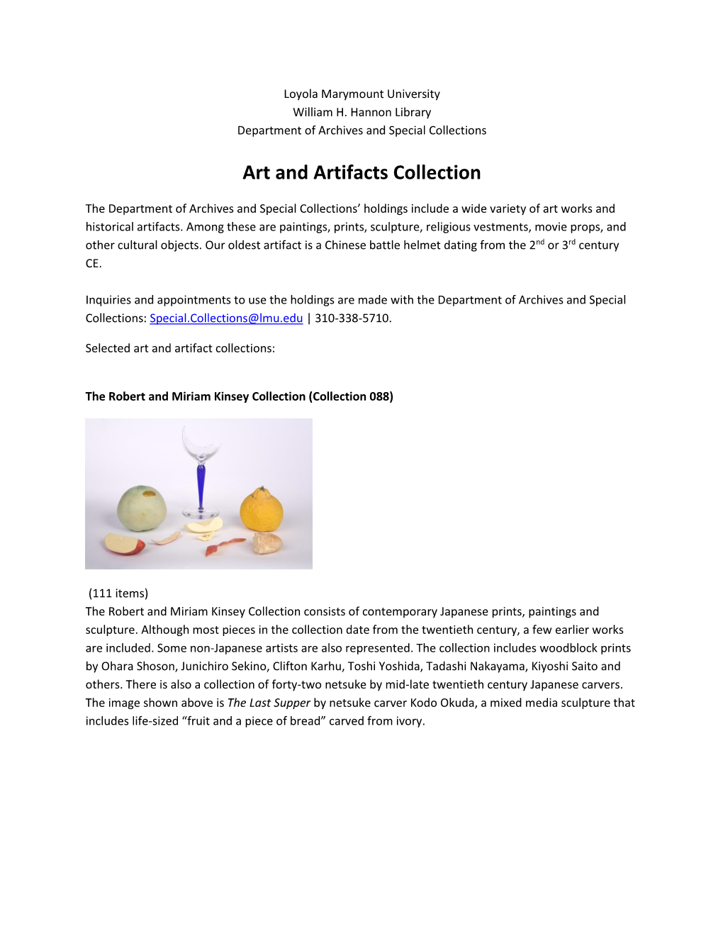 Art and Artifacts Collection