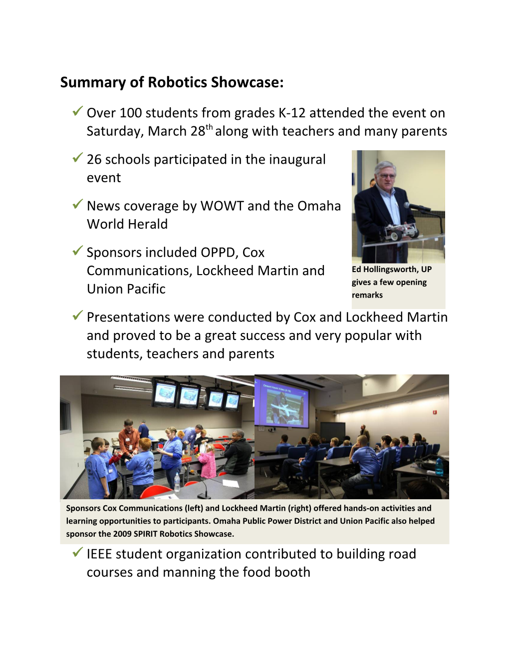 Summary of Robotics Showcase