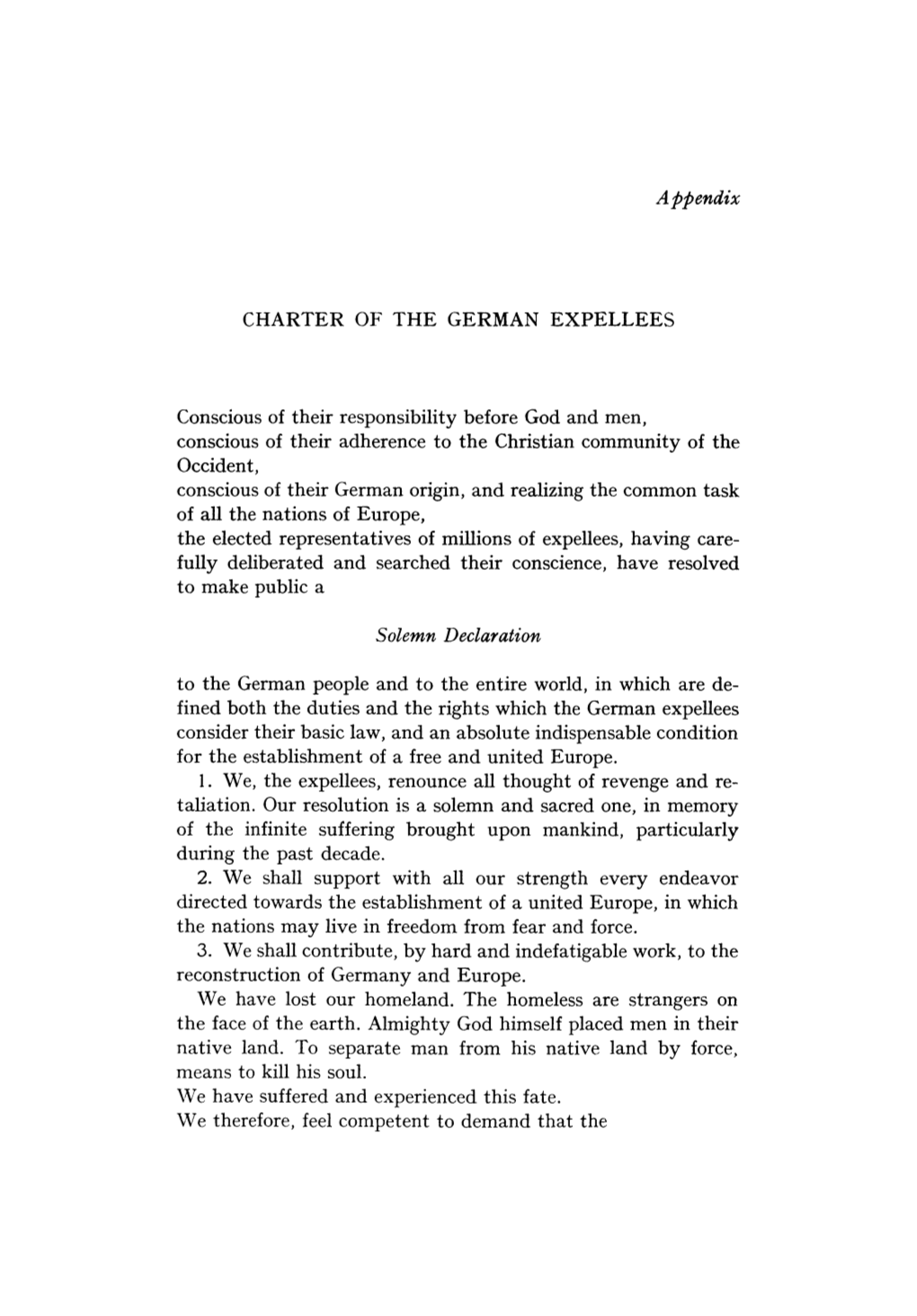 Appendix CHARTER of the GERMAN EXPELLEES Conscious