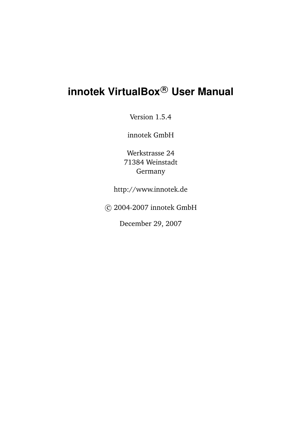 Virtualbox User Manual 1.5.4