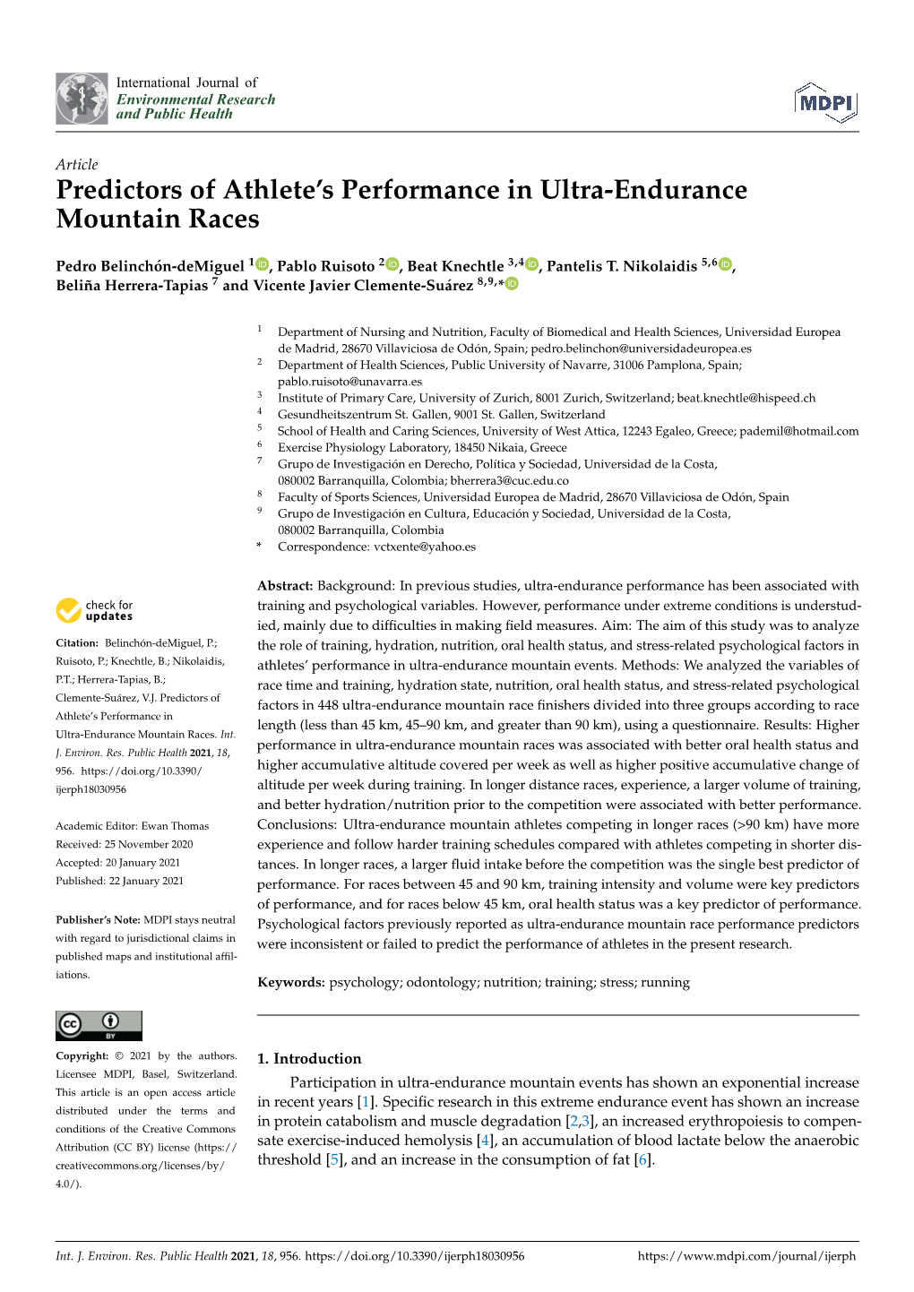 Predictors of Athlete's Performance in Ultra-Endurance Mountain Races