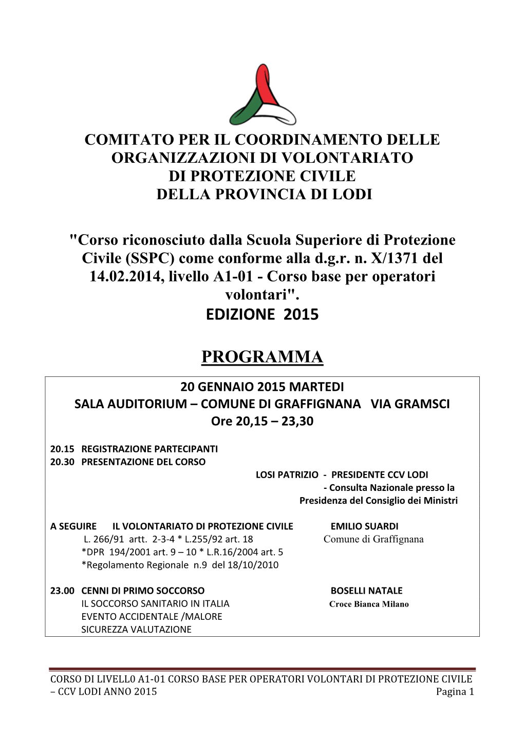 Corso Di Livello A1 2015 PROGRAMMA Docx