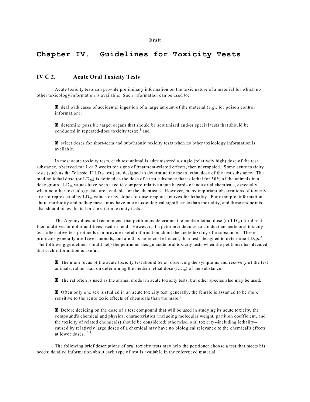 Chapter IV. Guidelines for Toxicity Tests