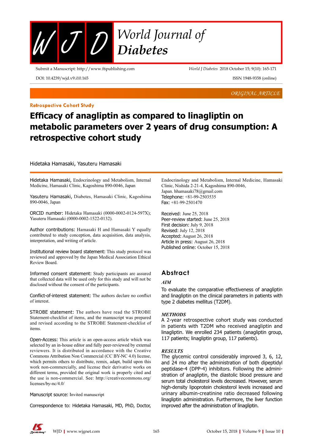 Efficacy of Anagliptin As Compared to Linagliptin on Metabolic Parameters Over 2 Years of Drug Consumption: a Retrospective Cohort Study