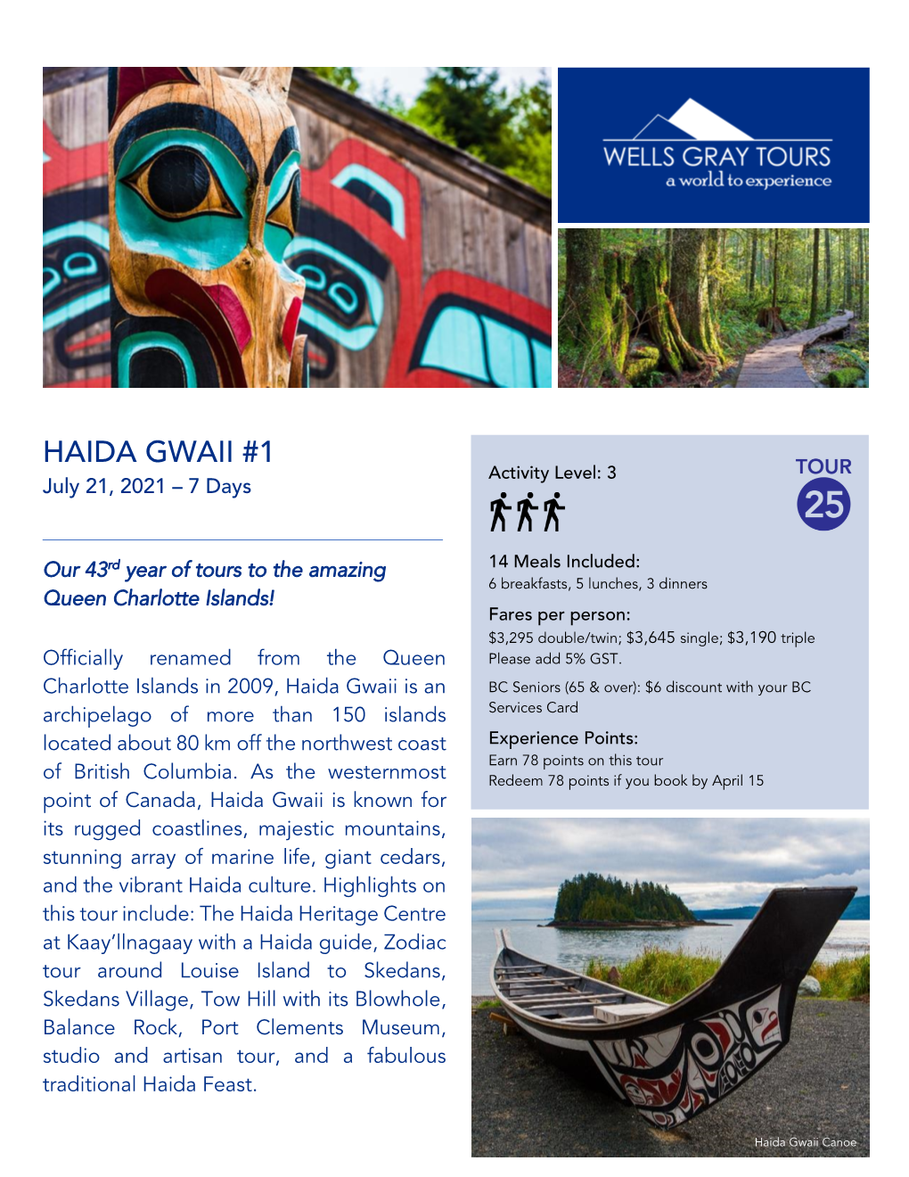 HAIDA GWAII #1 Activity Level: 3 July 21, 2021 – 7 Days