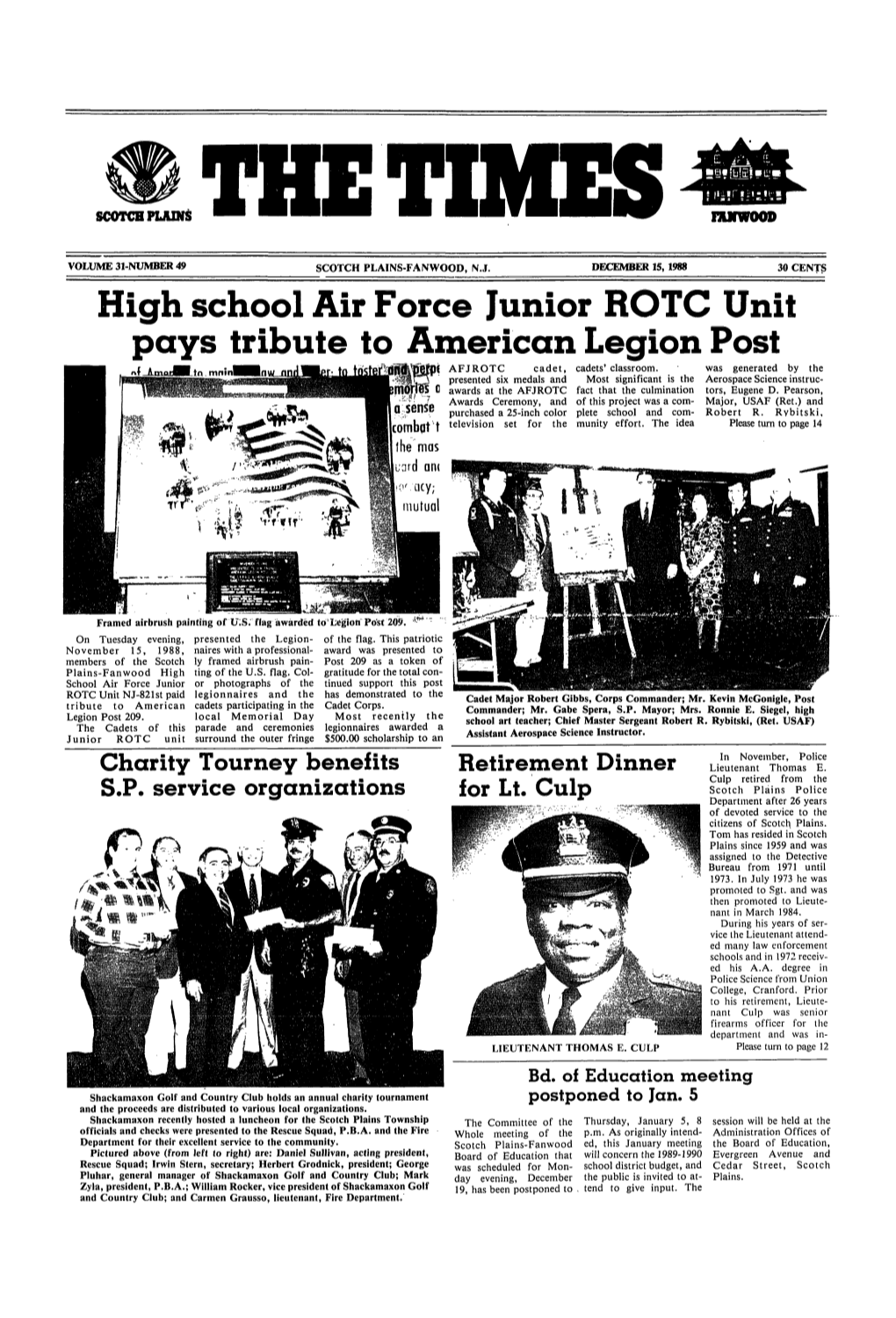 High School Air Force Junior ROTC Unit Pays Tribute to American Legion Post AFJROTC Cadet, Cadets' Classroom