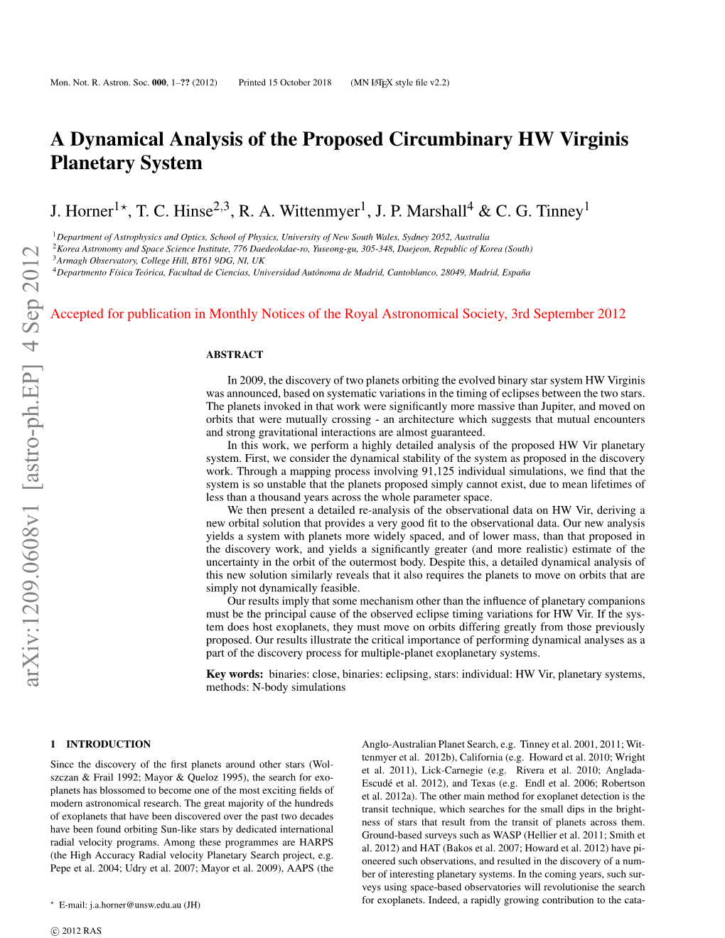 Arxiv:1209.0608V1 [Astro-Ph.EP] 4 Sep 2012 Methods: N-Body Simulations