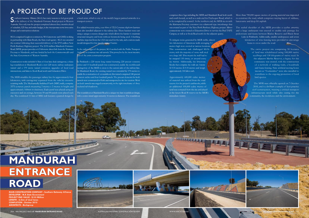 Mandurah Entrance Road Project in Western Transport Context