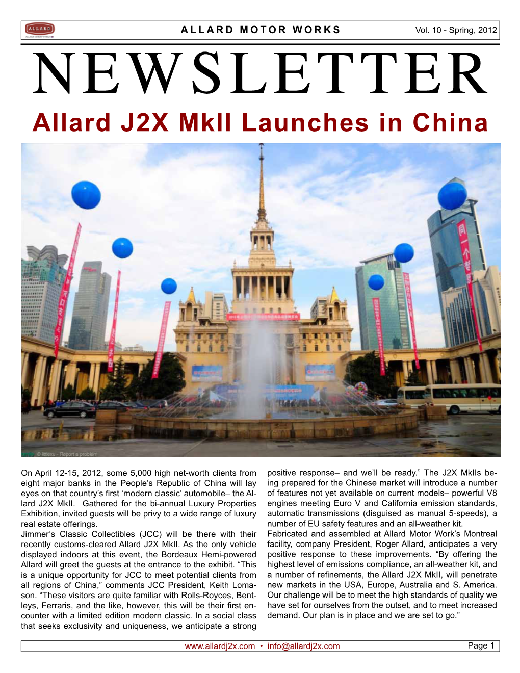 Allard J2X Mkii Launches in China